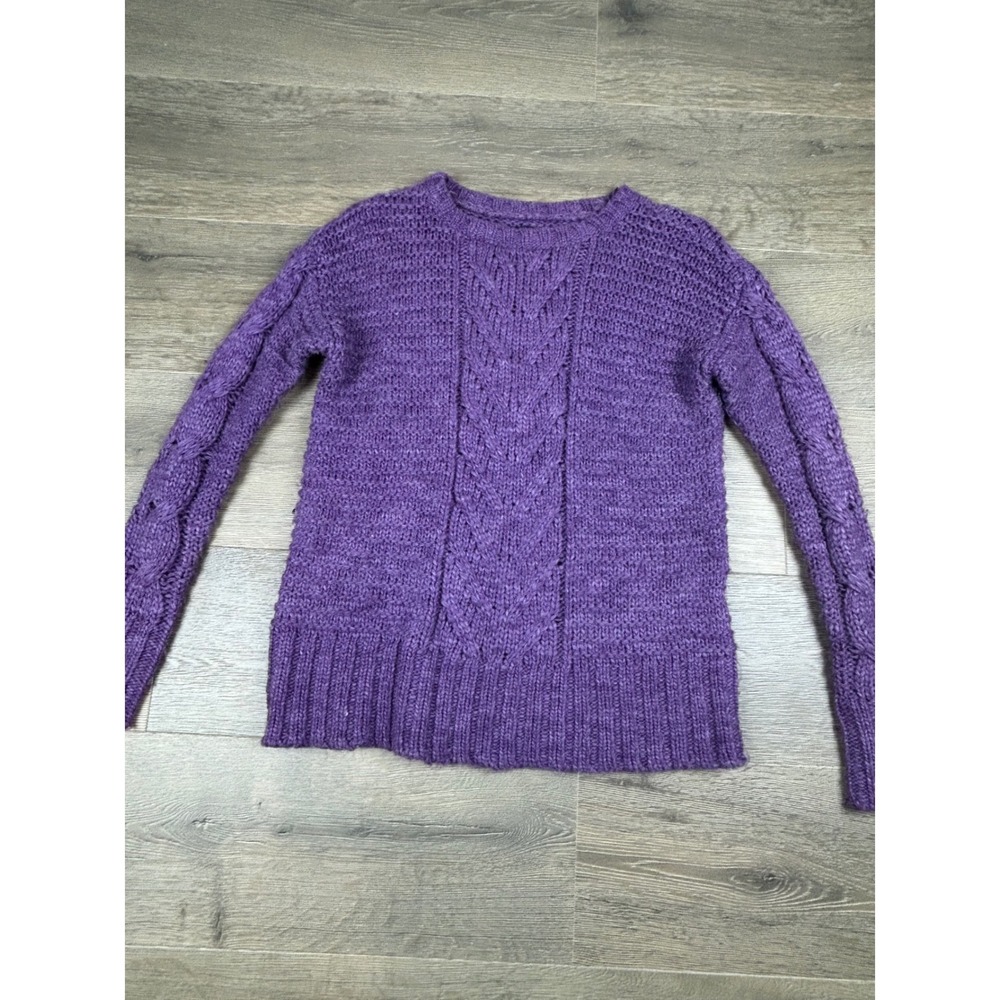American Eagle Outfitters Purple Cable Knit Crew Neck Sweater Small Womens
